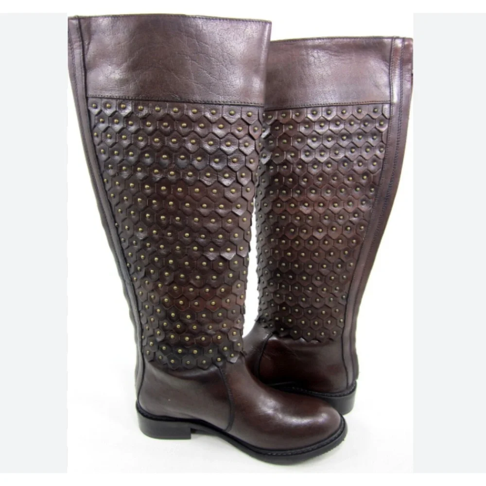 NEW Luichiny Tough Stuff Boot Studded Hardware Boots Brown sz 11